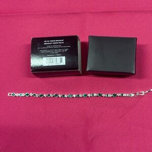 Avon Silver Bracelet with Emerald-Green Stones